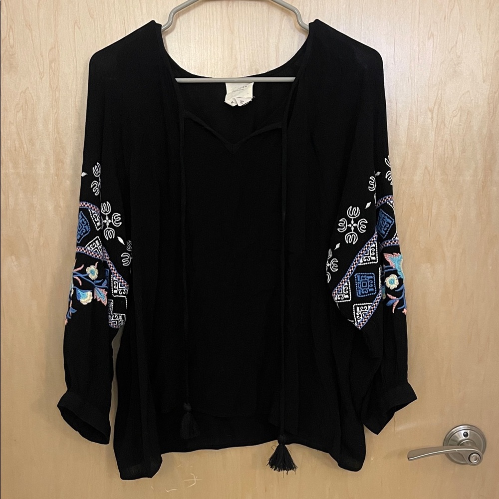 Embroidered Black Women's Top- Harper Heritage